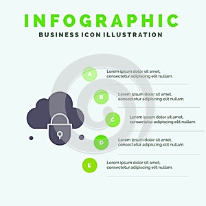 Internet, Cloud, Lock, Security Solid Icon Infographics 5 Steps Presentation Background