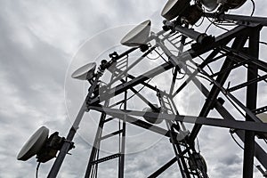 Internet, communications and network concept with pictures of data transfer by optical fibre information technology. on