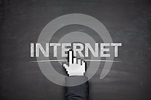 Internet concept on black blackboard