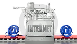 Internet concept with e-mail signs and machine