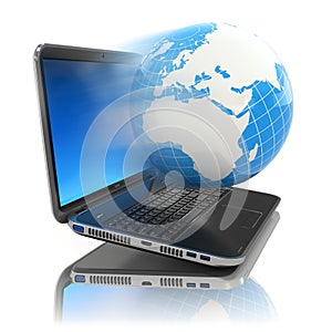 Internet concept. Laptop and earth.