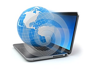 Internet concept. Laptop and earth.
