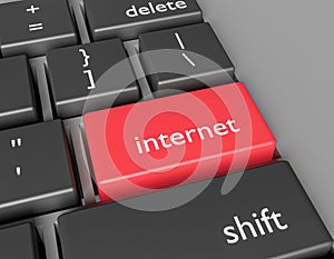 Internet concept. Word Internet on button of computer keyboard