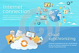 Internet Connection Cloud Synchronizing Computer