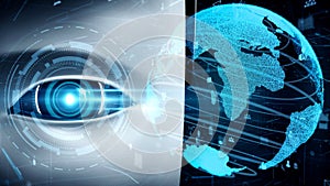 Internet connection controlled by AI robot huminoid and machine learning process