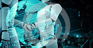 Internet connection controlled by AI robot huminoid and machine learning process