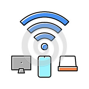 internet connection devices color icon vector illustration