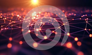 Internet connection. Geometric abstract background with connected dots and lines. Molecular structure and communication