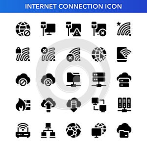 Internet connection icon set in glyph style.