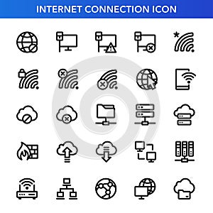 Internet connection icon set in outline style.