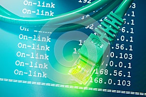 Internet connection with IP routing background photo