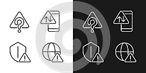 Internet connection issues pixel perfect linear icons set for dark, light mode
