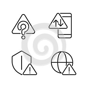 Internet connection issues pixel perfect linear icons set