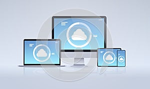 Internet connection mobile and computer application cloud synchronization tablet smartphone pc screen digital network