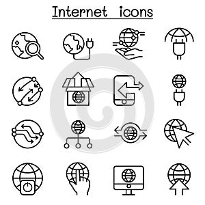 Internet, Connection, Online, Network icon set in thin line style