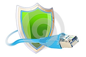 Internet connection protect, secure communication network concept. 3D rendering