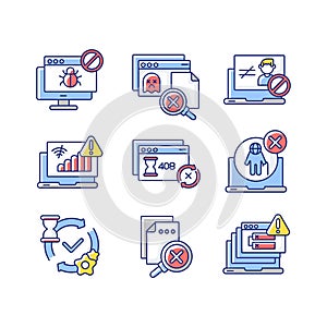 Internet connection RGB color icons set