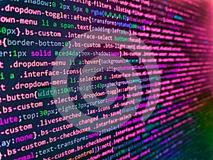 Internet connection stream flow concept. Binary computer code background, abstract. Software developer programming code on