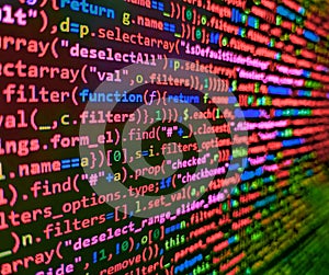 Internet connection stream flow concept. Lots of digits on the computer screen. Web or application development, business and