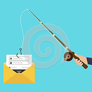 Internet crime phishing illustration flat design vector