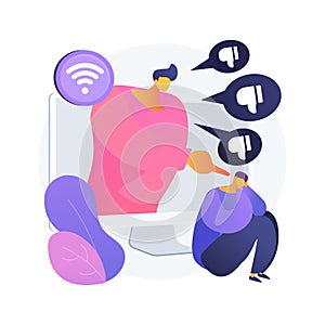 Internet criticism abstract concept vector illustration.