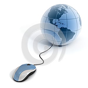 Internet 3d concept - computer mouse with globe