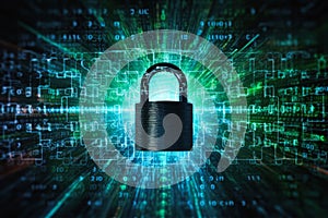 Internet Data Security Concept: Padlock Background Closeup