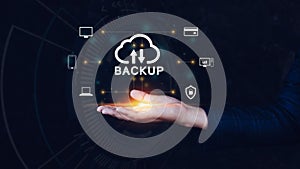 Internet data storage backup, technology business concept, Cloud technology, Data storage, Networking and internet service concept