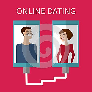 Internet dating, online flirt and relation. Mobile photo