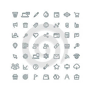 Internet digital marketing, E-commerce line vector icons for your business