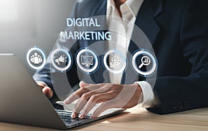 Internet digital marketing technology concept.