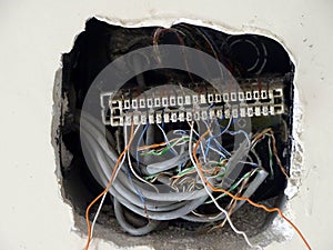 Internet distribution network of a building, internet panel and cables