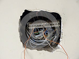 Internet distribution network of a building, internet panel and cables