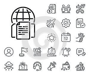 Internet documents line icon. Doc file page sign. Salaryman, gender equality and alert bell. Vector