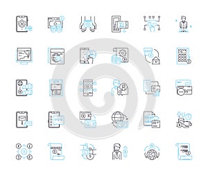 Internet economy linear icons set. E-commerce, Digitalization, Startup, Online, Marketplaces, Cryptocurrency, Blockchain photo
