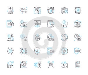 Internet energy linear icons set. Efficiency, Speed, Sustainability, Bandwidth, Connectivity, Power, Renewable line