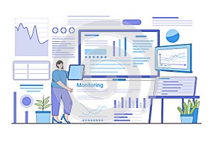 Internet of Everything (Ioe) Concept with a Person Interacting with Devices and Monitoring Data Flows