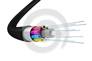 Internet fiber cable. technology that transmits large amounts of data at very high speed. 3d render