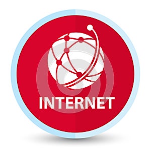 Internet (global network icon) flat prime red round button