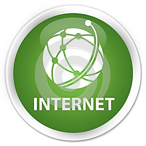 Internet (global network icon) premium soft green round button