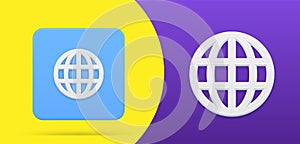 Internet global planet Earth grid badge button 3d icon set vector illustration. Globe map label