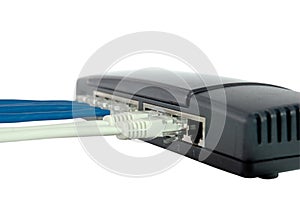 Internet hub with rj45 cables - isolated