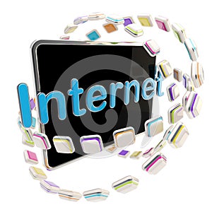 Internet icon emblem as a computer pad screen