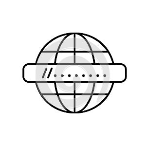 Internet icon with globe and address bar to show global web network