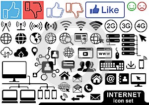 Internet Icon Set in Black and Color