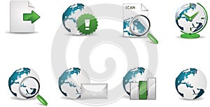 Internet icon set with globe