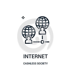 internet icon vector from cashless society collection. Thin line internet outline icon vector illustration