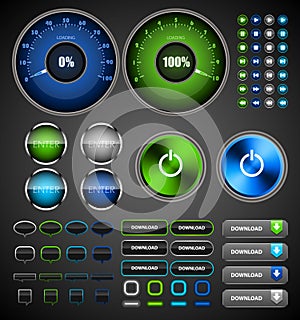 Internet icons and buttons.