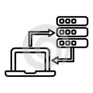 Internet laptop provider icon outline vector. Dark storage library