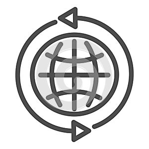 Internet line icon. Go to web vector illustration isolated on white. Globe outline style design, designed for web and